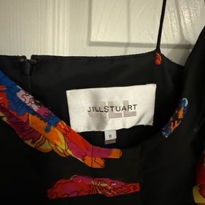 Jill Stuart - Black floral high low midi cocktail dress.